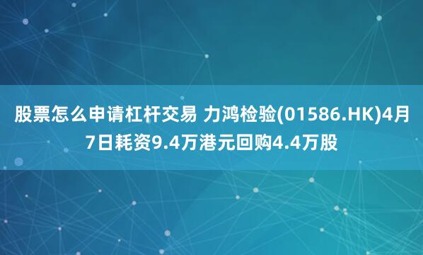 股票怎么申请杠杆交易 力鸿检验(01586.HK)4月7日耗资9.4万港元回购4.4万股