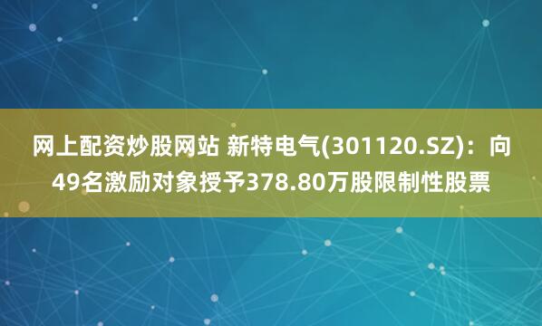 网上配资炒股网站 新特电气(301120.SZ)：向49名激励对象授予378.80万股限制性股票