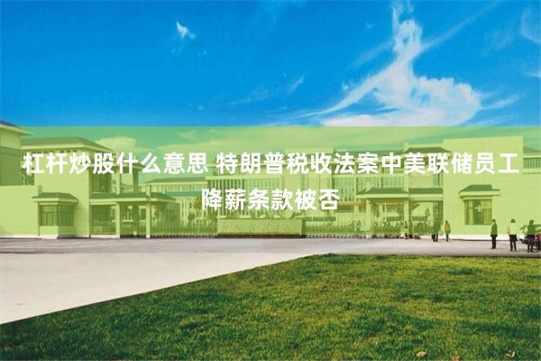 杠杆炒股什么意思 特朗普税收法案中美联储员工降薪条款被否
